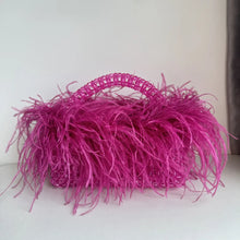 Pearl Bead Bag With Feather Fur Designer Brand Clear Acrylic