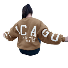 Women Grunge Loose Pullover Sweatshirts Back Letter Print Casual Thickened Long Sleeve Tops Autumn Streetwear