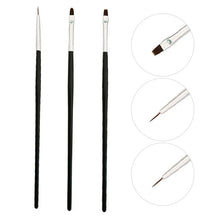 3Pcs French Stripe Nail Art Liner Brush Set