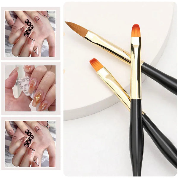 3Pcs French Stripe Nail Art Liner Brush Set