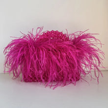 Pearl Bead Bag With Feather Fur Designer Brand Clear Acrylic