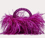 Pearl Bead Bag With Feather Fur Designer Brand Clear Acrylic