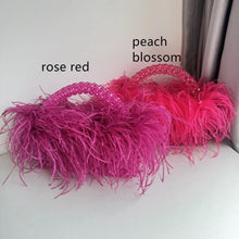 Pearl Bead Bag With Feather Fur Designer Brand Clear Acrylic