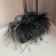 Pearl Bead Bag With Feather Fur Designer Brand Clear Acrylic