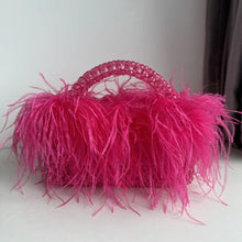 Pearl Bead Bag With Feather Fur Designer Brand Clear Acrylic